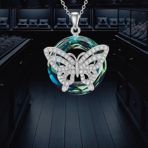 Butterfly Necklace Crystal 925 Sterling Silver Cubic Zirconia Butterfly Necklace For Women