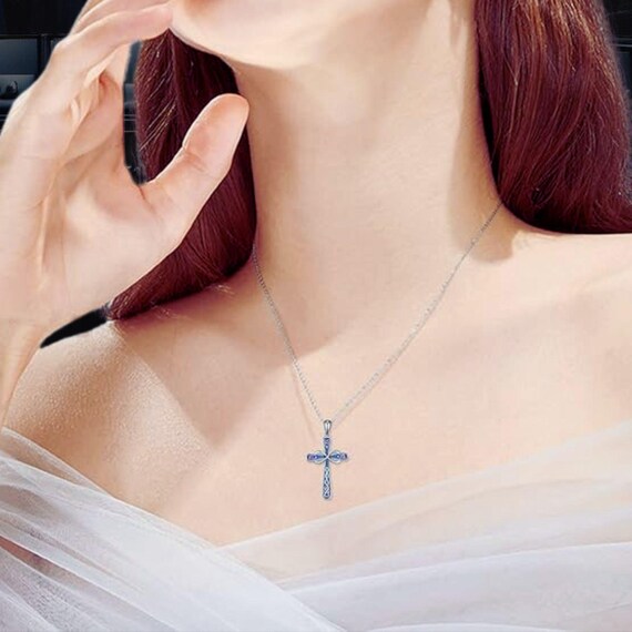 Collana Con Ciondolo Classica Per Donne In Argento Sterling Placcato Oro, Elegante Collana A Croce Infinita - Foto 8