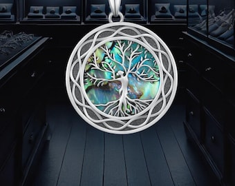 Tree of Life Necklace For Women 925 Sterling Silver Celtic Knot Necklace Abalone Shell Necklace