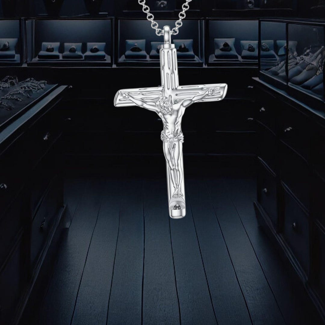 Jesus Christ Crucifix Urn Necklace for Ashes 925 Sterling Silver - Etsy