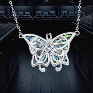 Butterfly Necklace For Women 925 Sterling Silver Necklace Cute Abalone Shell Butterfly Necklace