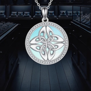 Celtic Knot Moonstone Necklace For Women 925 Sterling Silver Necklace Celtic Necklace