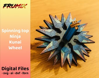 Peonza Ninja Kunai SVG – Arma Ninja – Archivo de corte láser de 3 capas