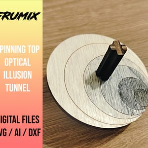 Optical Illusion Tunnel Spinning Top SVG Design – 3 Layers Laser Cut File for Plywood – CNC & Lightburn Ready