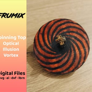 Optical Illusion Vortex Spinning Top SVG Design – 3 Layer Laser Cut File for Plywood – CNC & Lightburn Ready