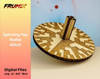 Peonza con falla radial SVG (ilusión óptica) - Archivo cortado con láser de 3 capas