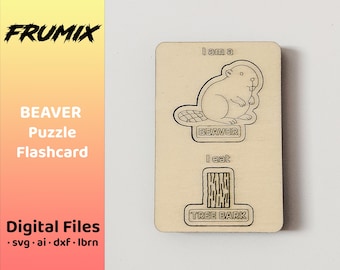 Rompecabezas de castor SVG – Tarjeta educativa – Archivo de tarjetas de animales cortados con láser