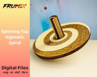 Peonza espiral hipnótica SVG – Ilusión óptica – Archivo cortado con láser de 3 capas