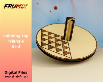 Triangle Grid Spinning Top SVG – Optical Illusion 3D – 3 Layer Laser Cut File