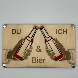 DU ICH & Bier Holzkarte Geldgeschenk für Männer, Freunde und Bierliebhaber | Bier | Freundschaft- Personalisierte Gravur mit Wunschtext