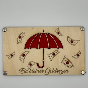 Ein kleiner Geldregen Holzkarte Geldgeschenk- personalisierte Gravur mit Wunschtext | zu jedem Anlass| Geldregen, Geld, Regenschirm