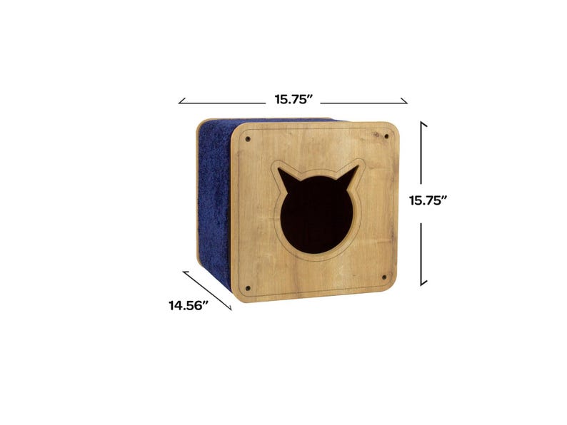 Modern Wooden Cat House with Scratching Mat - 47.64' x 21.46' x 25.98', 76.4 lbs