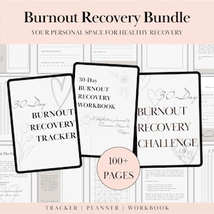 Burnout Recovery Bundle | 30-Day Planner, Tracker & Workbook | Self-Care Kit (Digital Download)