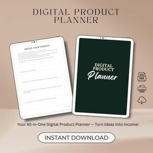 Digital Product Planner – Create & Launch Digital Products – Printable PDF Business Planner for Creators and Entrepreneurs