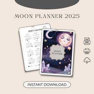 Moon Planner 2025 | Printable Lunar Journal, Full Moon Manifestation, Astrology Planner, PDF Download