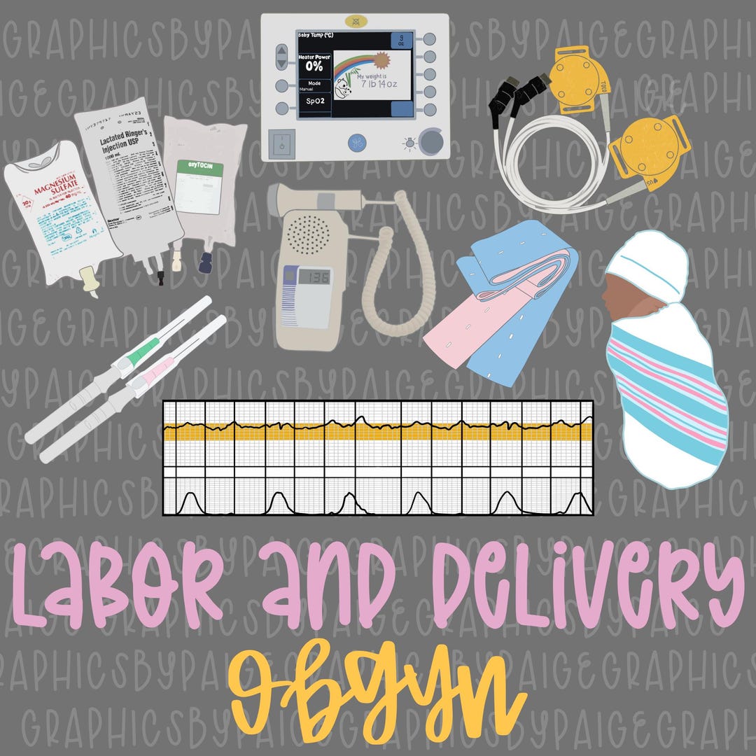 Labor and Delivery OBGYN PNG | OB Nursing Clipart With Medical Tools ...