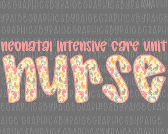 NICU Nurse PNG | Baby Footprints Design (Digital Download)