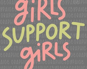 Girls Support Girls PNG: Feminist Pastel Clipart (Digital Download)
