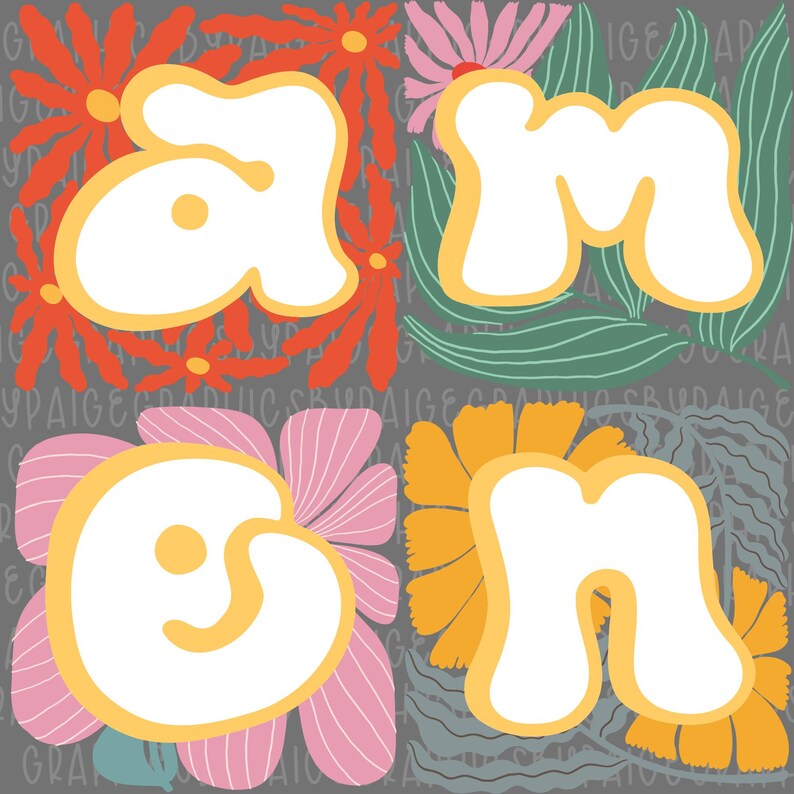 Amen PNG | Retro Floral Christian Design | Groovy Faith Sublimation ...