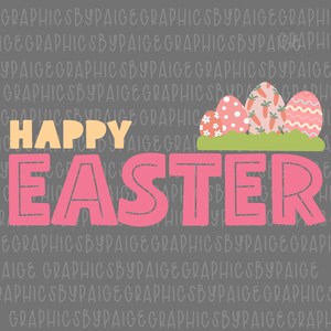Happy Easter PNG Sublimation Design | Cute Spring Clipart with Easter Eggs | Pastel Holiday Shirt Graphic | Digital Download