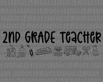 2nd Grade Teacher PNG: Back to School Sublimation Design (Digital Download)