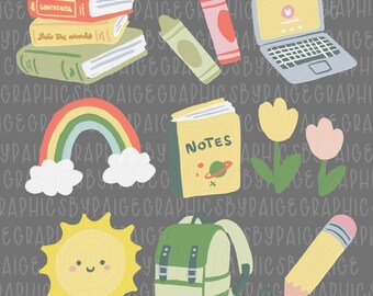 Teacher Clipart PNG Bundle: Back to School Supplies (Digital Download)