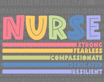 Rainbow Nurse PNG: Strong, Fearless, Compassionate (Digital Download)