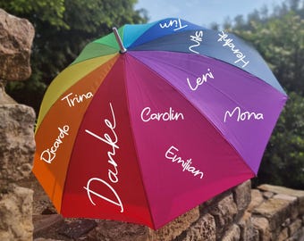 Regenschirm Regenbogen Erzieher/in Lehrer/in Abschlussgeschenk Kindergarten Schule personalisiert