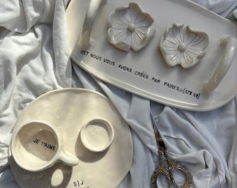 Custom Engagement Gift Set – Personalized Couple Tray & Coffee Plate – Wedding Keepsake – HEL Ceramic