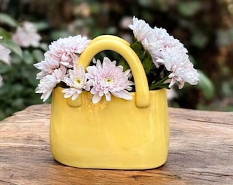 Handmade Ceramic Bag Vase: Decorative Pottery Sculpture, Unique Flower Holder