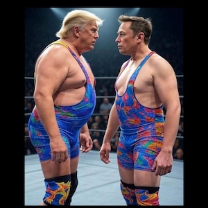 Funny Trump & Musk Wrestling Sticker, Democrat Sticker, Political Humor Sticker, FDT Sticker, Anti Trump, Hydroflask, Laptop, Anti Maga