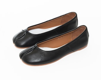 läder tabi ballerinaskor