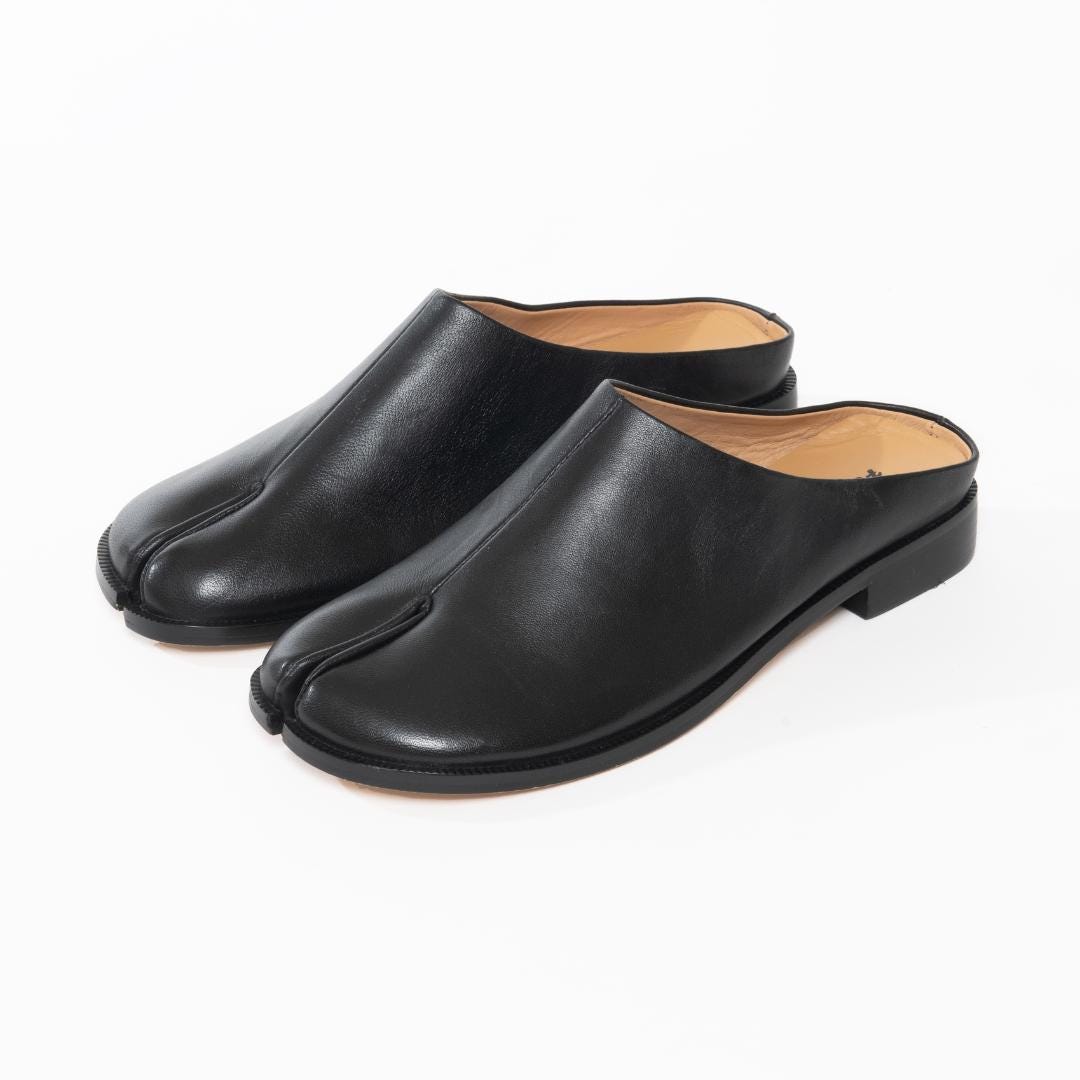 Japanese-inspired Leather Tabi Clog Mules - Etsy