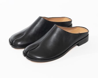 Mules sabots tabi cuir inspiration japonaises