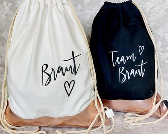 JGA Turnbeutel Roségold - Braut, Team und Trauzeugin