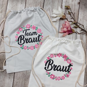 JGA Turnbeutel Blumenkranz - Team Braut