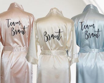 Wellness JGA-Bademantel Braut Team Satin Kimono