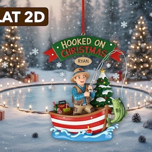 Fishing Ornament Personalized Christmas Fishing Tree Decor Handmade Customized Gift For Him Sports Fishing Custom Name  Holiday Gift