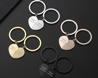 Personalisierte Split Heart Keychain Set, Edelstahl graviert