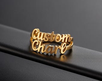 Benutzerdefinierter stapelbarer Ring mit zwei Namen | Personalisierte Schreibschrift