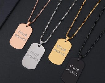 Personalisierte Hundemarke Halskette für Männer, Edelstahl Schmuck mit Gravur
