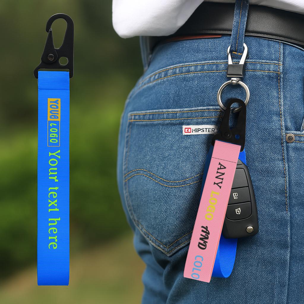 Custom Text Key Chain Custom Text Keychain Strap – Personalized Fabric Key Fob Lanyard - Etsy