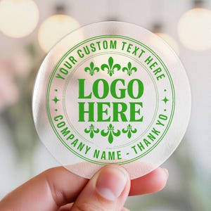 Pegatinas transparentes personalizadas con logotipo, texto personalizado y nombre de empresa, sellos de marca redondos transparentes de 1,57 pulgadas