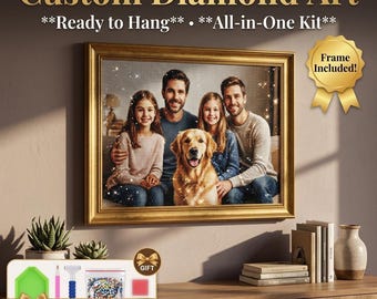 Benutzerdefinierte Foto Diamond Art Kit mit Rahmenoption | Personalisierte 5D Diamant Malerei | Fertig zum Aufhängen All-in-One Craft Kit | 30x30cm / 30x40cm