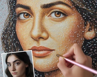 Diamant Malerei Kit nach Foto von Ihrem Foto, personalisierte 5D Diamant Kunst, DIY Geschenk für sie, individuelles Haustier Portrait, Wandkunst Dekor