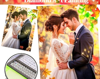 Custom Diamond Painting Kit, Personalized Wedding Anniversary Gift, DIY Couple Portrait