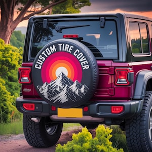 Custom Tire Cover, Personalized Spare Tire Cover for Jeep, RV, Camper, Bronco | Your Logo, Photo or Design | Waterproof Vinyl, All Sizes