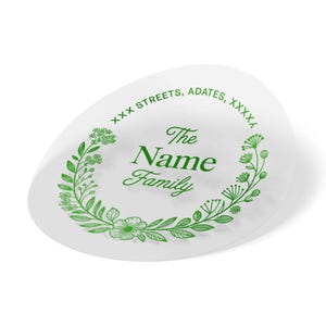 Gepersonaliseerde familieadreslabels, aangepaste naam en adresstickers, bloemenkransontwerp