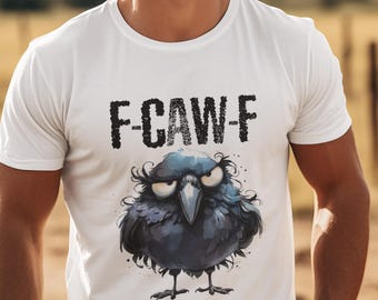 T-Shirt F-CAW-F Raven, Divertente Camicia Corvo Gotico, Sarcastic Bird - Foto 11