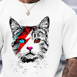 Ziggy Stardust Katze T-Shirt, lustiges Rock and Roll Unisex Tee